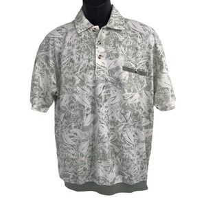 Safe Harbor Men's White & Green Short Sleeves Collared Polo T Shirt Size Large